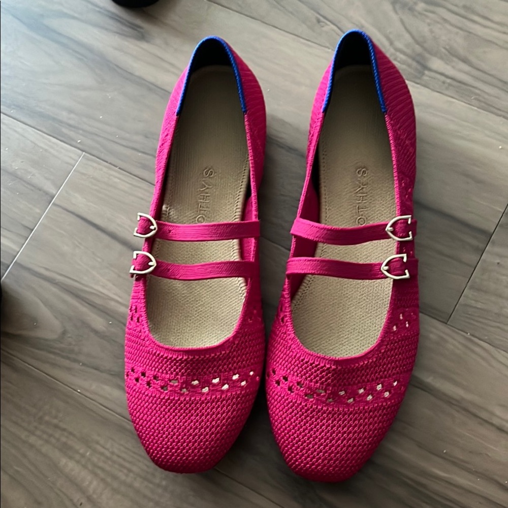 Rothy's Fuchsia Double Strap Flats,  Comfort at its finest